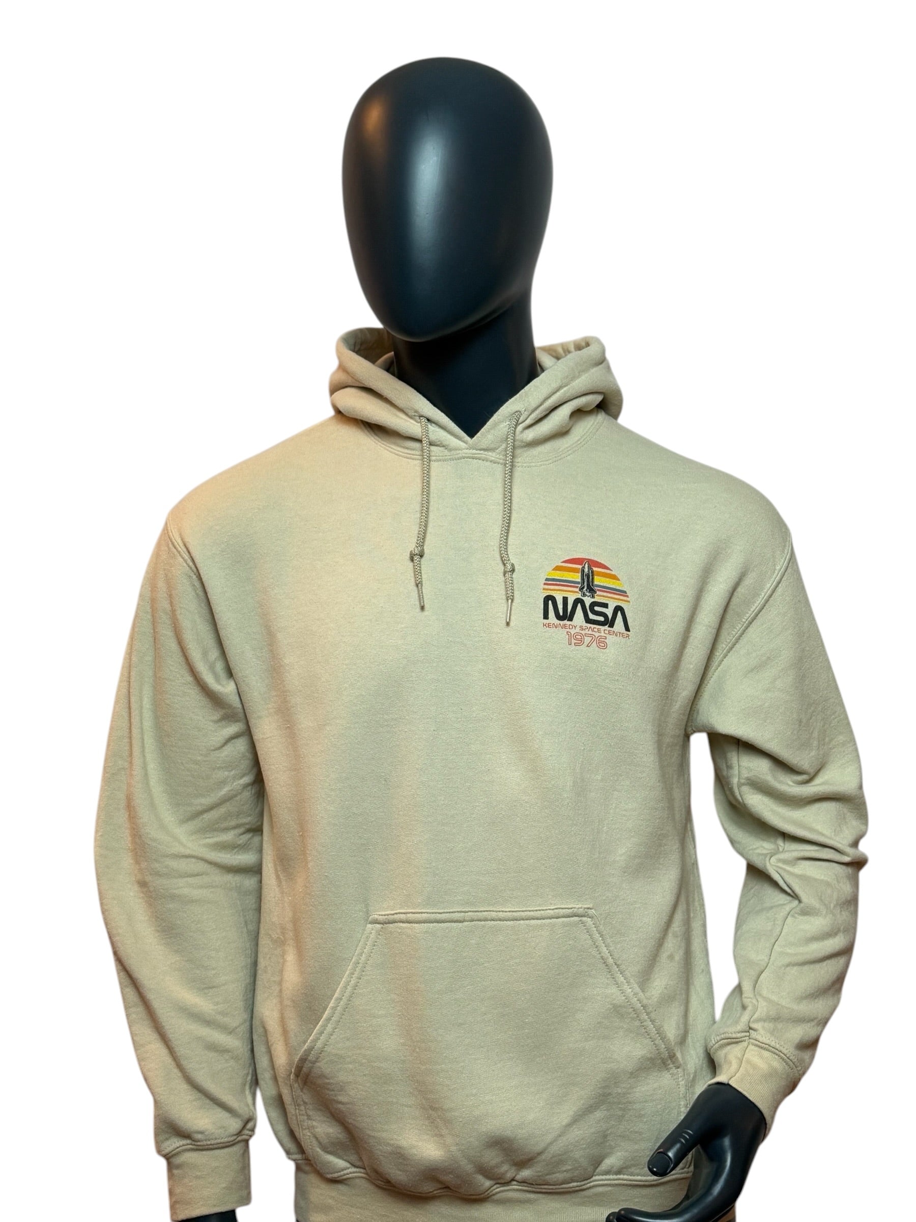 Vintage NASA Hoodie Beige 1976 Print Space Retro Streetwear